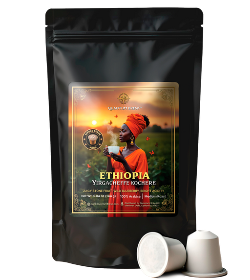Ethiopia Yirgacheffe K-cups box on light background