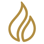 Gold flame icon on transparent background